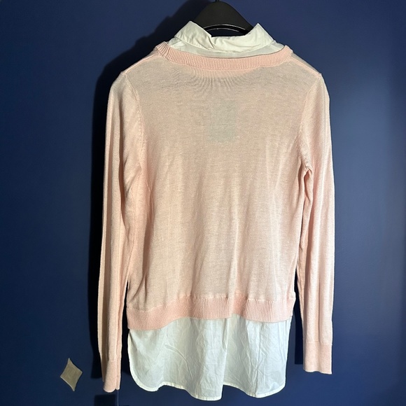 Susina Pink/White Cotton Knit Sweater Removable Collar Small - Picture 5 of 5